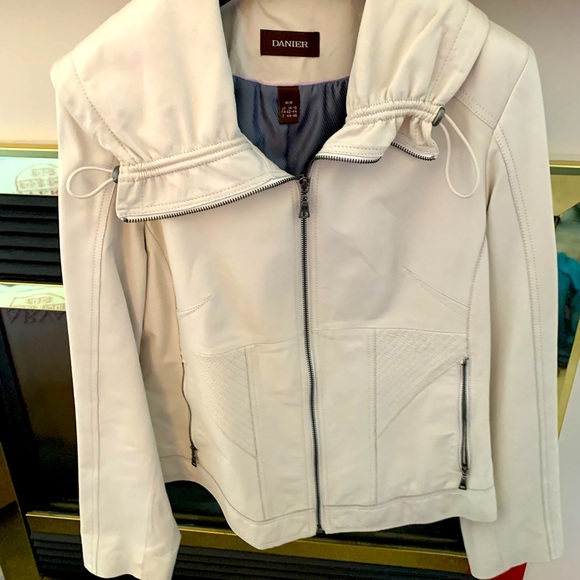 Daniel Leather Cream Jacket, Size Medium - Picture 5 of 5